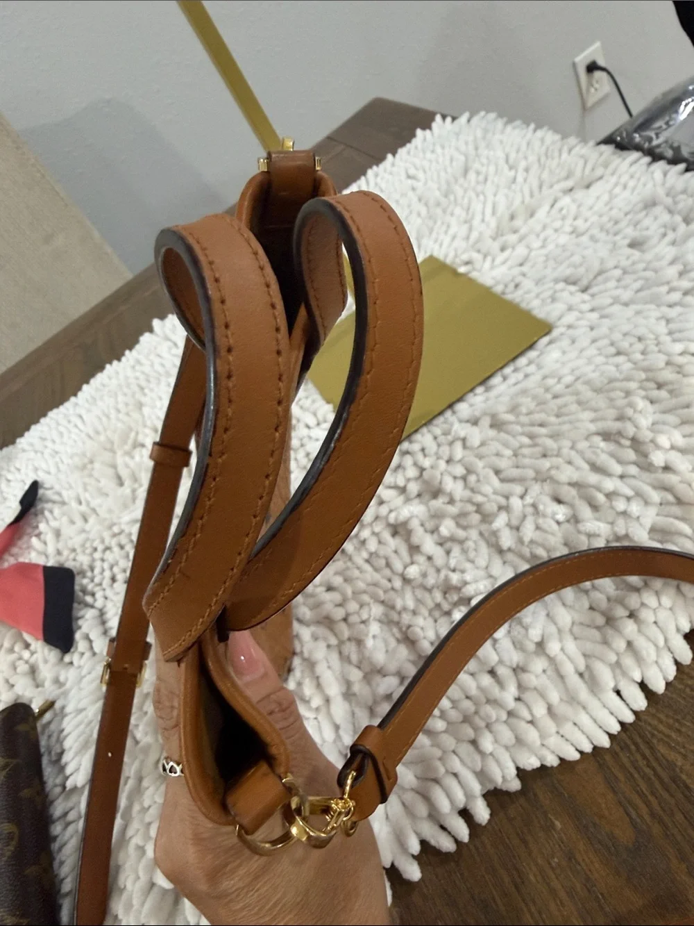 MCM Cognac Visetos Small Top-Handle Crossbody